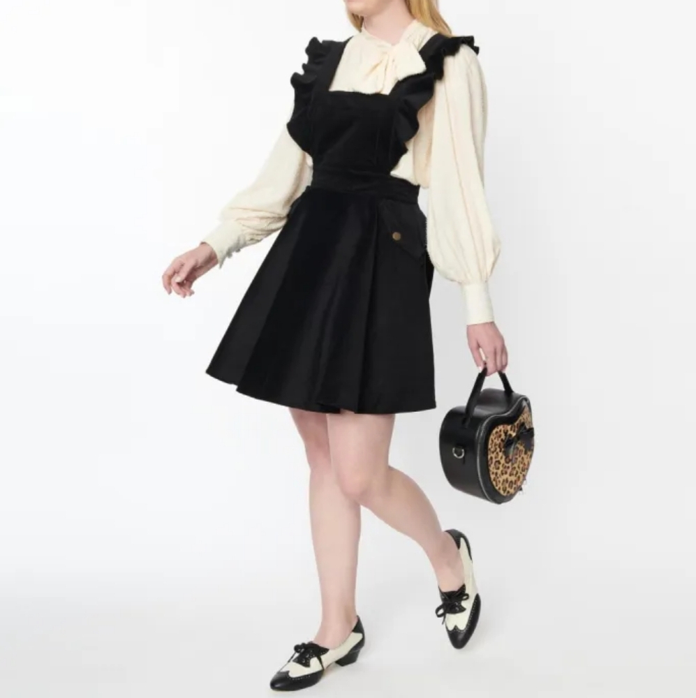 Unique Vintage Dark Green Corduroy Dress